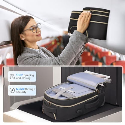 DEVPNR Rolling Backpack for Women, Travel Backpack with Wheels, Black - color: Elegant Black