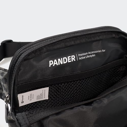 Pander Nylon Fanny Pack Belt Bag for Women with 5 Zipper Pockets - color: Grey Leopard