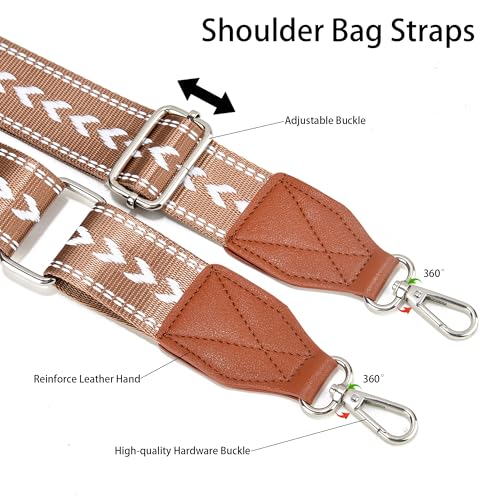 LEMEDE Purse Strap Replacement Crossbody 1.5" Wide Shoulder Strap Adjustable Straps Handbag Strap Replacement Belts - color: Brown-38s-pattern-009