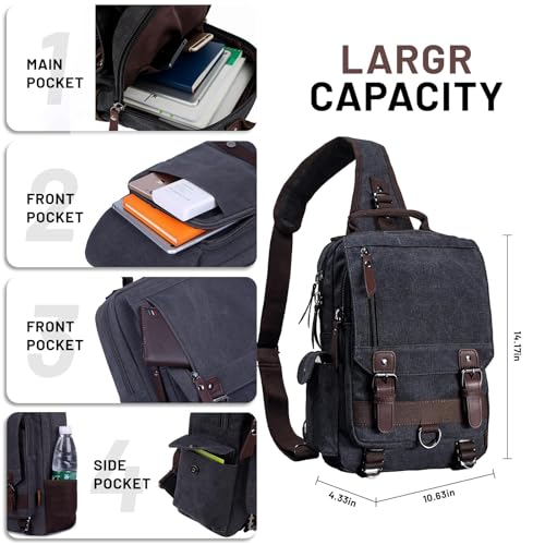 mygreen Canvas Cross Body Messenger Bag Shoulder Sling Backpack Travel Rucksack - color: Khaki Green