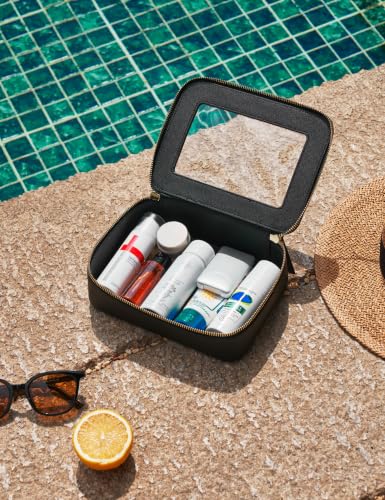 Popvibe Clear Makeup Bag with Zipper, Set of 2, Mini and Medium, Black - color: Black, style: Mini & Medium