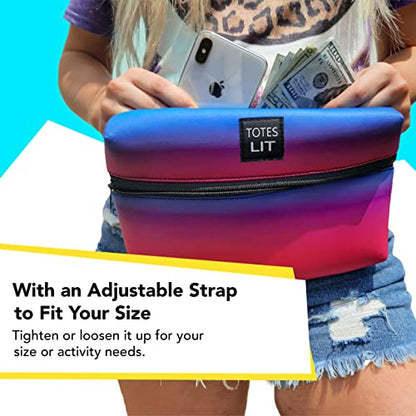 Crossbody Neoprene Fanny Pack, Water-Resistant & Fashionable Running Fanny Packs with Compartment and Adjustable Strap, Gym, Hike & Travel Bag by Lit Handlers, Pink Ombre - color: PINK OMBRE
