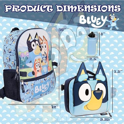 Bluey 4 Piece Backpack Set for Pre School Girls & Boys, Kids 16" School Bag - color: Bluey