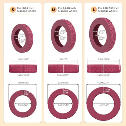10 Pack Luggage Wheel Covers for 2.09-2.36" Suitcase Spinner Wheels-Red M - color: Red, size: Medium Fit: 2.09- 2.36"