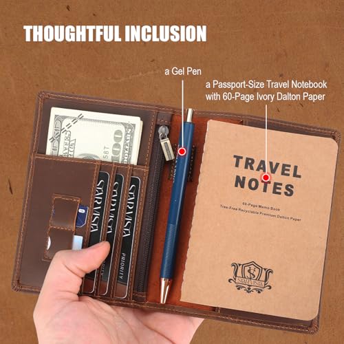 STAR VISTA Phoenix Leather Passport Holder, Full Grain Leather Travel Wallet- Slim, Bifold, RFID Blocking, ID Window, Coin Pocket, Card Slots, SIM Slots - color: Brown B
