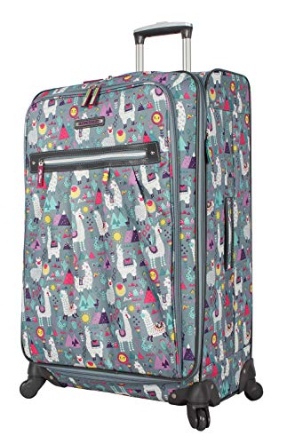 Lily Bloom Design Pattern 28" Luggage Softside Expandable With Double Spinner Wheels, Large Lightweight Suitcase Checked Bag For Women - color: Llama Mama