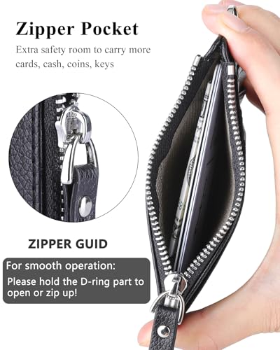 Teskyer 여성용 슬림 RFID 지갑, 지퍼 포켓이 있는 소형 카드 홀더, 블랙., 미니멀리스트 - color: 블랙.