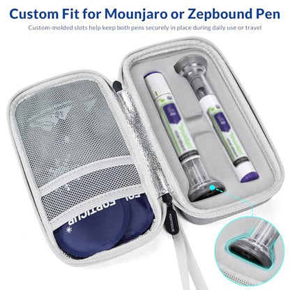 Insulated Cooler Travel Case for 2 Zepbound & Mounjaro Pens, Grey - color: Grey, size: Fits 2 Pen