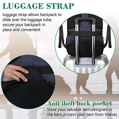 MATEIN Blue Laptop Backpack, Slim Travel Backpack with Laptop Compartment - color: Blue, size: 15.6 Inch