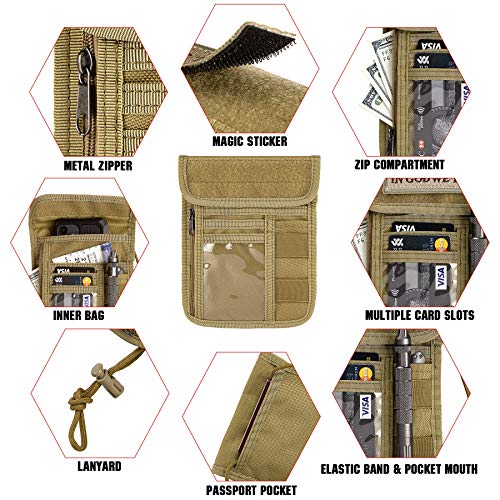 Travel Neck Wallet Tactical Passport Holder ID Card Organizer - color: CP