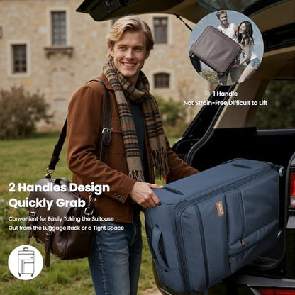 26" Softside Luggage,w/TSA LOCK,Expandable - color: Navy, size: Checked-Medium 26-Inch