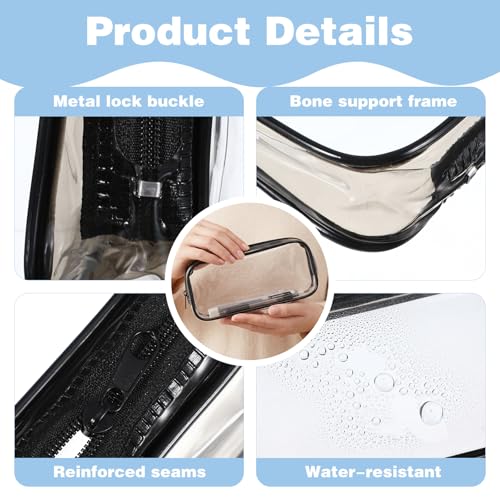 4Pcs Clear Makeup Brush Travel Case with Zipper, Multi-use Makeup Brush Bag, Travel Luggage Make up Cosmetic Bag