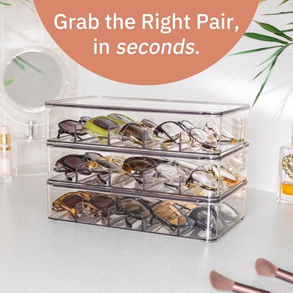 Sunglass Organizer, Clear Glasses Holder for Nightstand and Storage, Prescription Eye Glasses Display Case - color: 3-pack