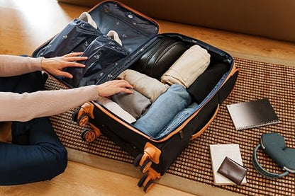 Dockers Seahorse Softside Expandable 8-Wheel Spinner Travel Checked Luggage, 3-Piece Set, Black - color: Black, size: 3-Piece Set (20"/24"/28")