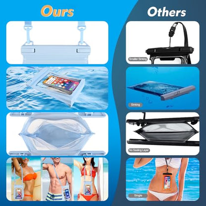 PEDVSTY Large Waterproof Phone Pouch Floating, [Double Seals], Light Blue - color: Light Blue, size: Large (Up to 8.5")