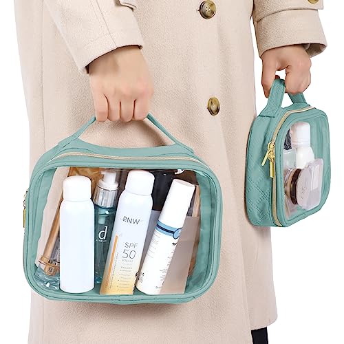 PACKISM Clear Makeup Bag Travel - TSA Approved Toiletry Bag, 2 Pack Green - color: 01 Turquoise Green, size: Full Vacation (Mixed Sizes)