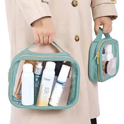 PACKISM Clear Makeup Bag Travel - TSA Approved Toiletry Bag, 2 Pack Green - color: 01 Turquoise Green, size: Full Vacation (Mixed Sizes)