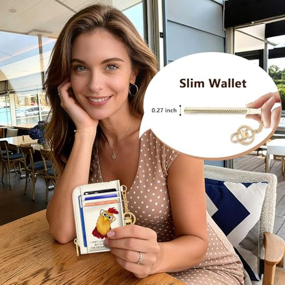 GIANCOMICS Slim Wallet Women, Credit Card Holder, Small Rfid Funny Chicken - color: Funny Rooster