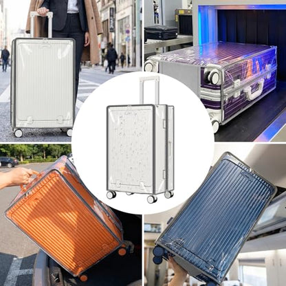 Yotako Clear Luggage Cover Protector with Front Pocket Zipper 24 Inch - color: 80%clear 20%grey, size: 24inch