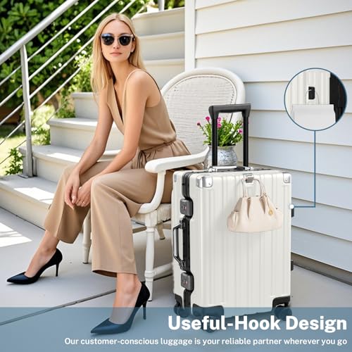 Krute Zipperless Luggage with Spinner Wheels 100% PC Hardside 24in Suitcase - color: White, size: Medium (24 Inch)
