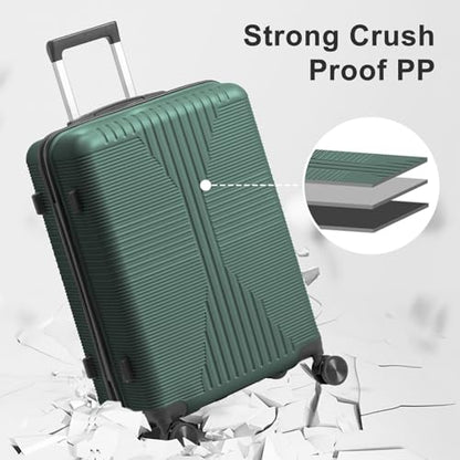 Karl home Luggage Sets 4 Piece, Dark Green, 16/20/24/28" - color: Dark Green, size: 4 Piece Set (16in/20in/24in/28in)