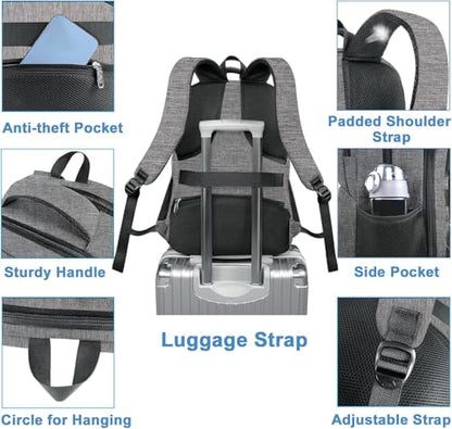 MATEIN Backpack Lunchbox for Men, Anti Theft Cooler Backpack Fit 17" Laptop - color: Grey, size: 17 Inch