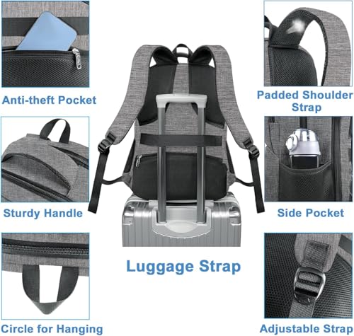 MATEIN Backpack Lunchbox for Men, Anti Theft Cooler Backpack Fit 17" Laptop - color: Grey, size: 17 Inch