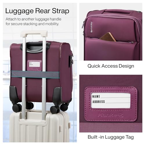 Hanke Underseat Carry On Luggage with Wheels, Small Suitcase, Rolling Bag - color: Purple, size: 16 Inch Underseat
