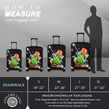 Explore Land Travel Luggage Cover Fits 23-26 inch Case (Travel, M) - color: Travel, size: M