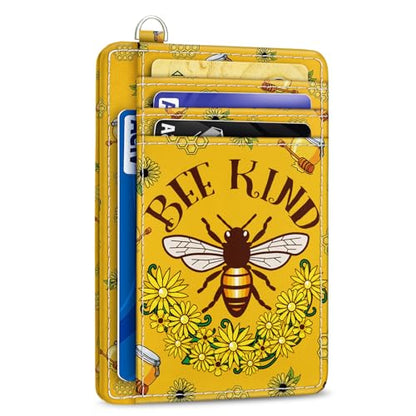 Yonlevres Bee Credit Card Holder Slim RFID Wallet Women Small Travel Cute - color: Bee