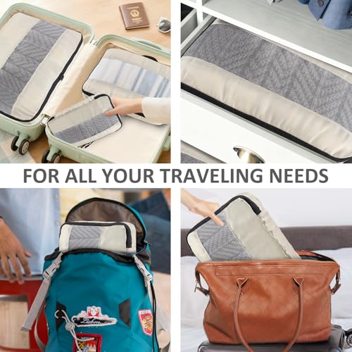 U+U 5 Set Packing Cubes, Travel Organizers with Shoe Bag (Cream) - color: Cream