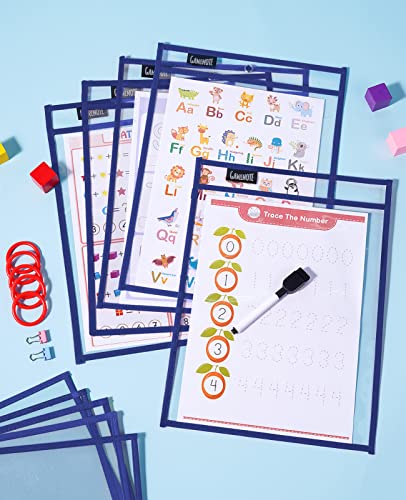 GAMENOTE 30 Pack Dry Erase Pockets, 10x14 Reusable Sleeves, Blue - color: Blue, size: 30 Pack