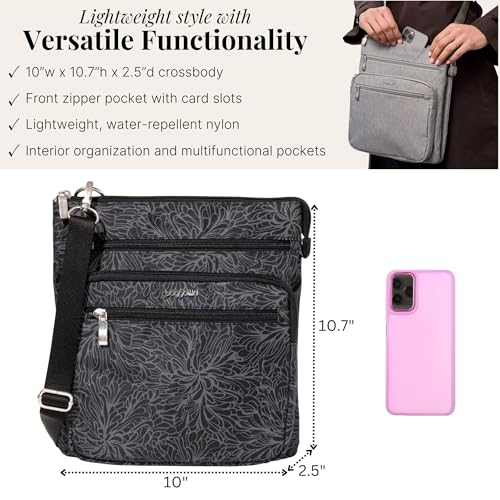 Baggallini Out and About Crossbody - color: Midnight Blossom Print