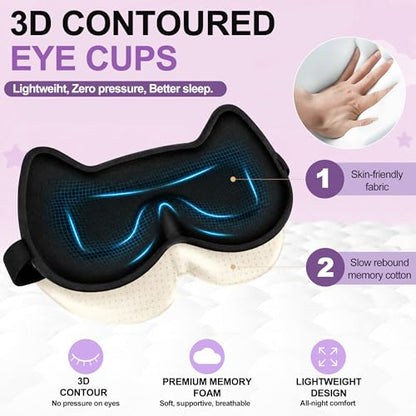 Kids Sleep Mask, 3D Contoured Cup Eye Mask for Sleeping | Zero Pressure Memory Foam, Blackout Eye Cover, with Adjustable Strap, Soft Travel Nap Blindfold for Boys Girls Teens, Purle - color: Purple