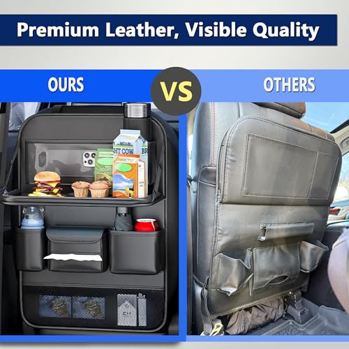 Car Backseat Organizer with Tray, Back of Car Seat Storage Caddy for Kids
