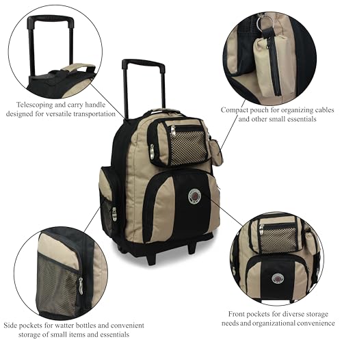 World Traveler Transworld 22-Inch Carry-On Rolling Backpack - Khaki - color: Khaki