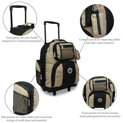 World Traveler Transworld 22-Inch Carry-On Rolling Backpack - Khaki - color: Khaki