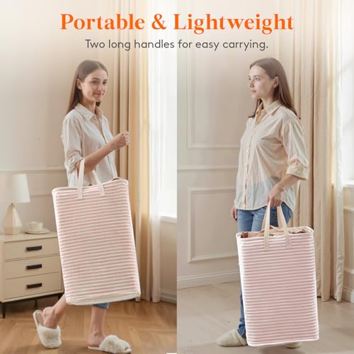 Lifewit 75L Large Collapsible Laundry Basket with Extended Handles, Pink - color: Pink, size: 75L