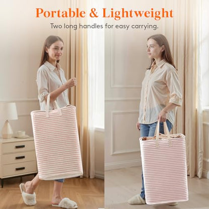 Lifewit 75L Large Collapsible Laundry Basket with Extended Handles, Pink - color: Pink, size: 75L