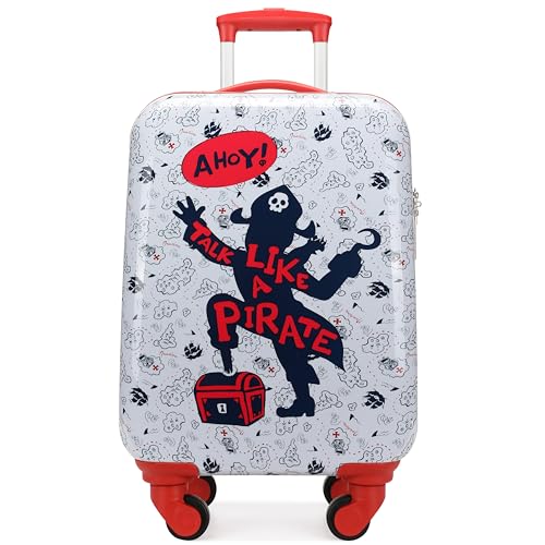 Nautica Kids Luggage - 18" Airline Approved Rolling Hardside Upright Carry-on Suitcase with Wheels (Pirate Ahoy) - color: Pirate Ahoy