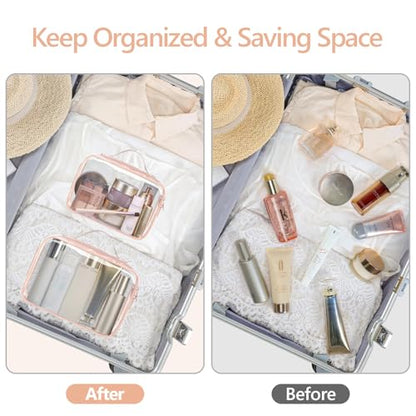 PACKISM Clear Makeup Bag Travel - TSA Approved Toiletry Bag, 2 Rose Pink - color: 01 Elegant Rose Pink, size: Full Vacation (Mixed Sizes)