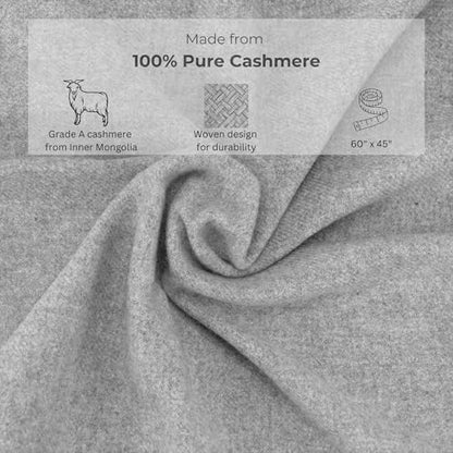 100% Cashmere Travel Blanket & Storage Pouch Gray 60" x 45" Gift Box