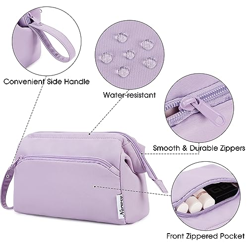 Narwey Travel Makeup Bag Toiletry Bag, Wide Open Cosmetic Bag for Women - color: A-Purple, size: Small