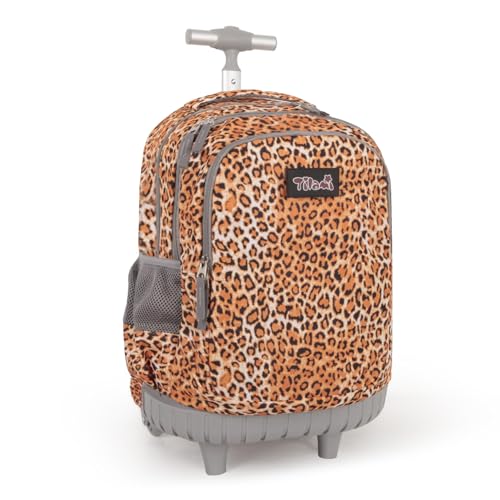 Tilami Rolling Backpack for Boys and Girls,Leopard Brown - color: Leopard Brown