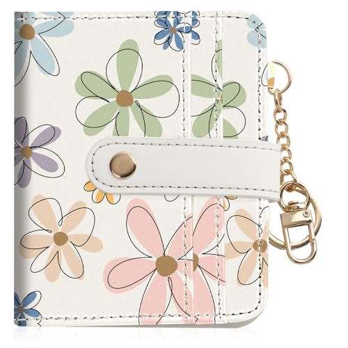Women Wallet, RFID Blocking Bifold PU Leather Wallet, Small Slim Compact Purse with Clear ID Window & Zipper Coin Pocket, Credit Card Holder for Ladies,1 ID window 8 Card Slots,Line drawing - color: Line drawing