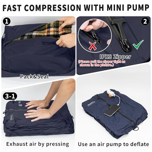 EULANT Travel Vacuum Bags,IPX8 Waterproof Vacuum Compression Bag - color: Navy, size: 2 Pack