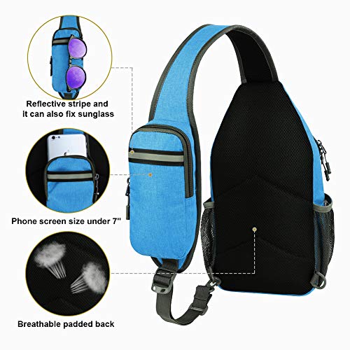 WATERFLY Crossbody Sling Backpack Sling Bag Travel Hiking Daypack - color: N - Sky Blue