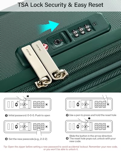 MILADA Expandable Medium Suitcase 24 Inch, Hardside Checked Luggage, Green - color: Blackish Green, size: Checked Medium 24 Inch