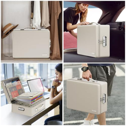DocSafe 6400°F Fireproof Document Box with Lock, 10 Layers Heat Insulated - color: Beige