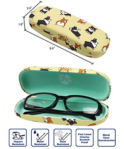 JAVOedge [4 PACK / 3 PACK], Printed Pattern Durable Hard Clamshell Eyeglass Case with Bonus Microfiber Cloth - color: Dog - Style a, size: 3 PACK
